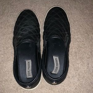 Black slip on leather shoes